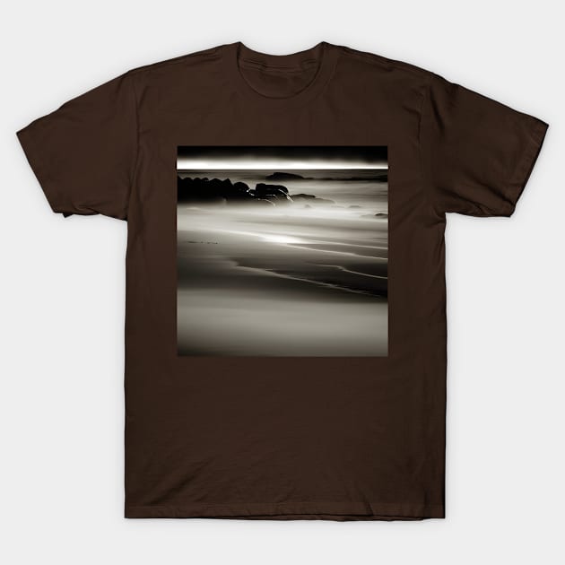 Victorian Coastal landscape Misty Morning Beach Photo T-Shirt by druidwolfart